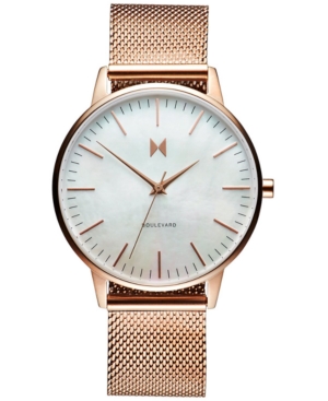 image of Mvmt Women-s Boulevard Sunset Rose Gold-Tone Stainless Steel Mesh Bracelet Watch 38mm