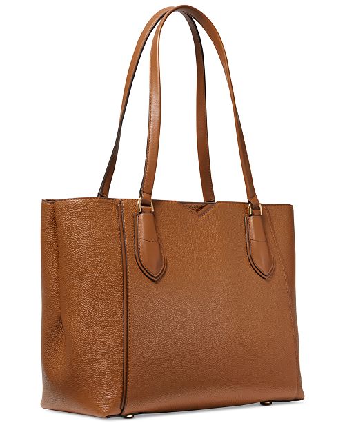 mae medium pebbled leather and logo tote bag