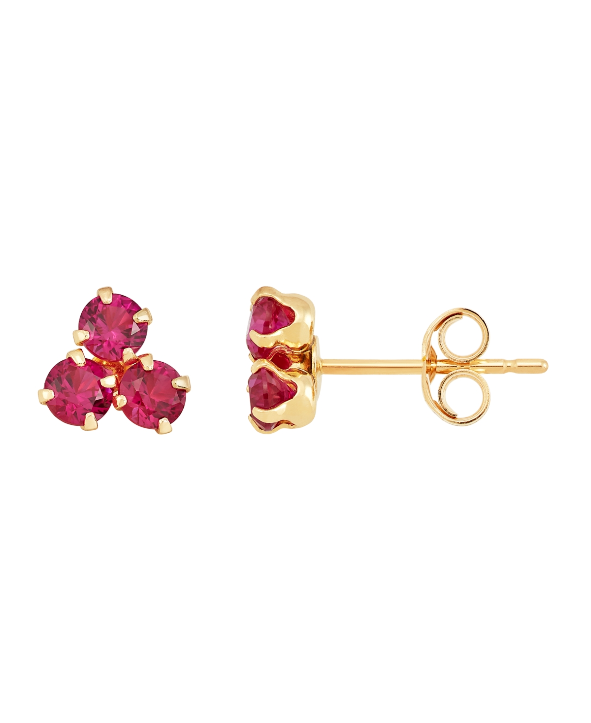 Macy's Ruby (3/4 Ct. T.w.) Button Stud In 10k Yellow Gold In Multi