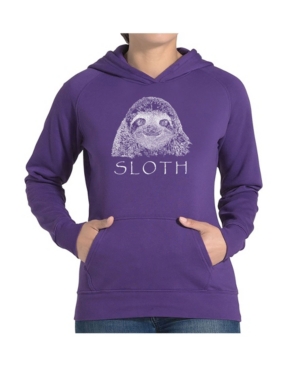 image of La Pop Art Women-s Word Art Hooded Sweatshirt -Sloth