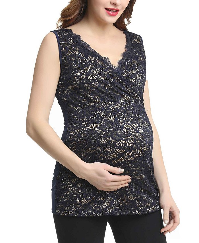 kimi + kai Grace Wrap Neck Maternity Lace Top - Macy's