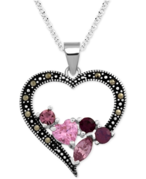 image of Genuine Swarovski Marcasite & Crystal Cluster Heart 18