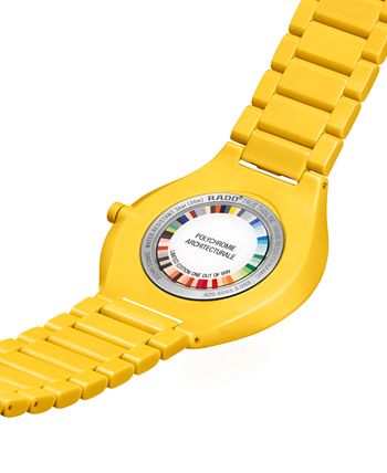 Rado - Unisex Swiss True Thinline Les Couleurs Le Corbusier Yellow High-Tech Ceramic Bracelet Watch 39mm