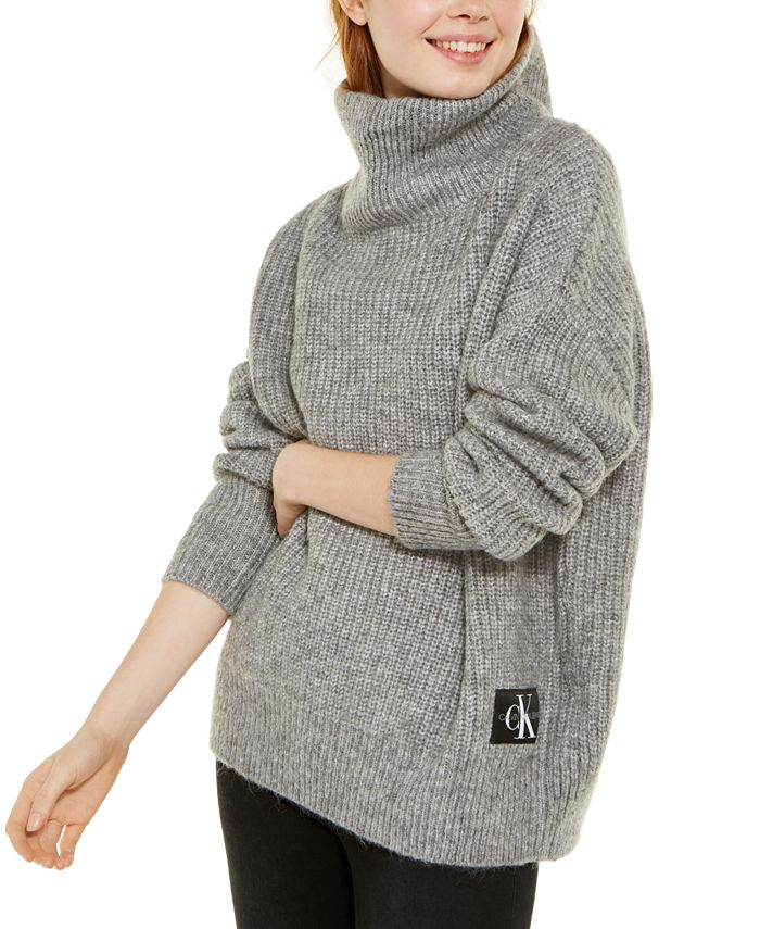 Calvin Klein Jeans Oversized Turtleneck Sweater & Reviews - Sweaters -  Juniors - Macy's