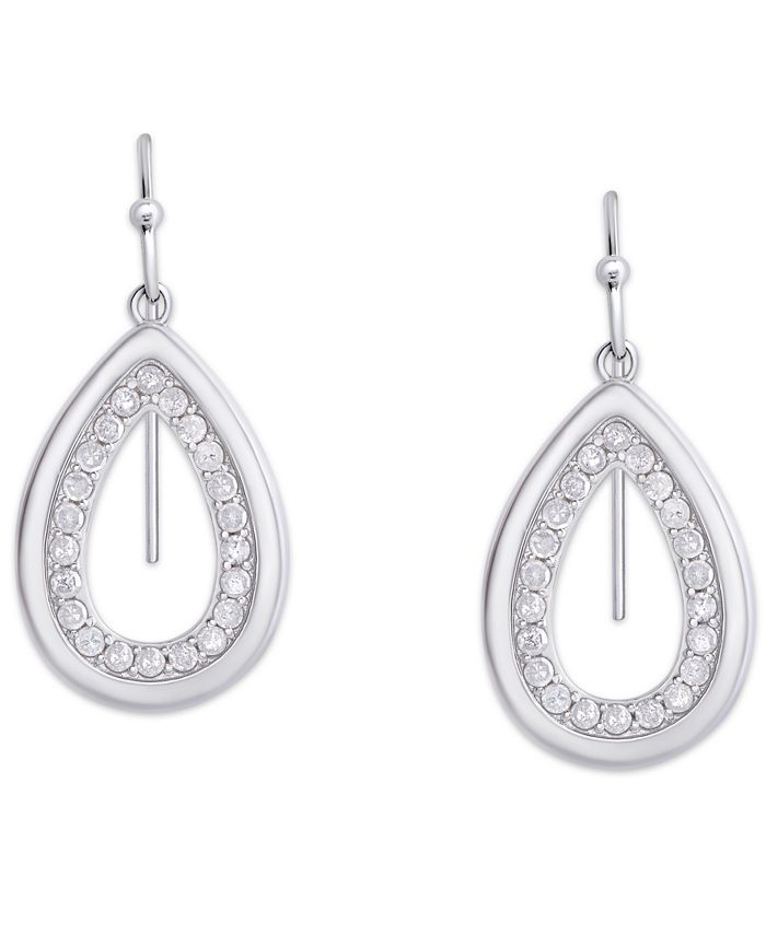 Macy's Diamond 5/8 ct. t.w. Teardrop Hanging Earrings in Sterling ...