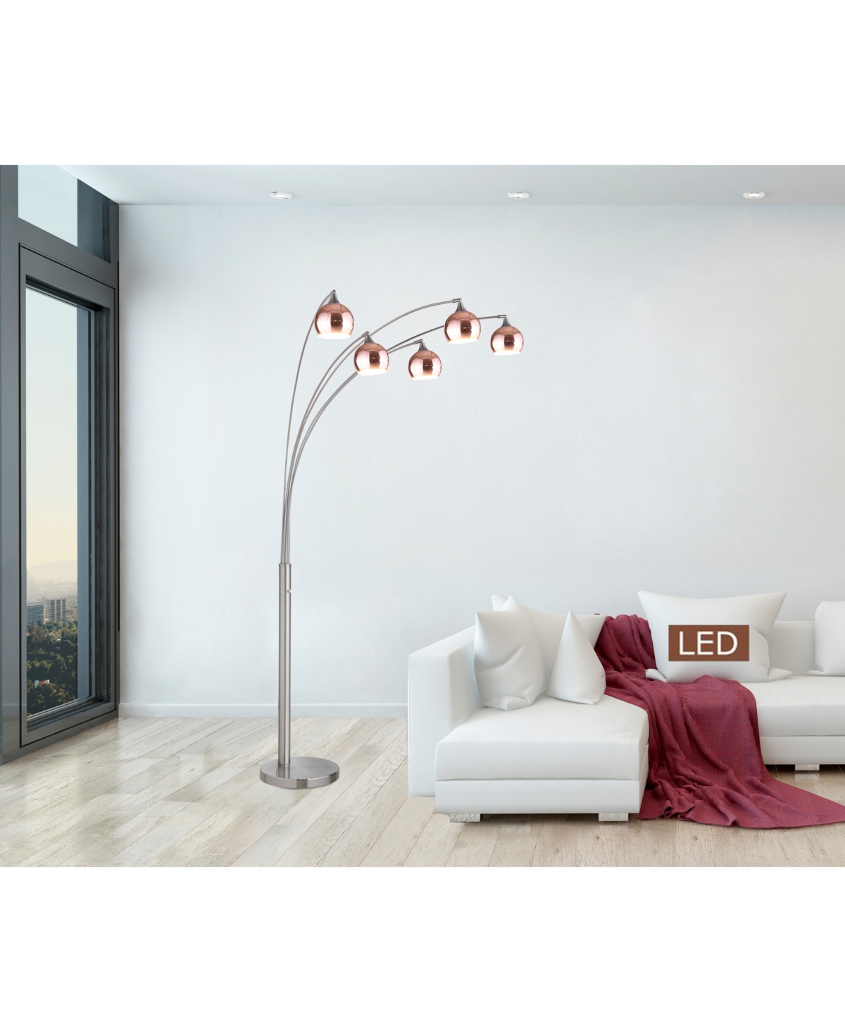 Artiva Usa Amore Led Arched Floor Lamp with Dimmer, 5000 Lumens