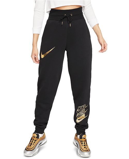 Nike Women S Sportswear Shine Metallic Logo Sweatpants