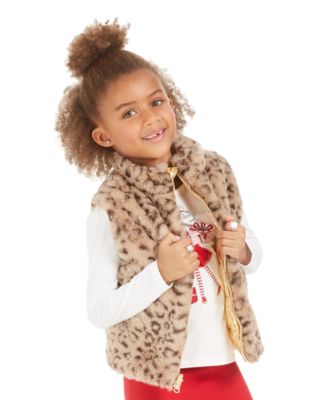 Epic Threads - Little Girls Reversible Metallic & Faux-Fur Puffer Vest