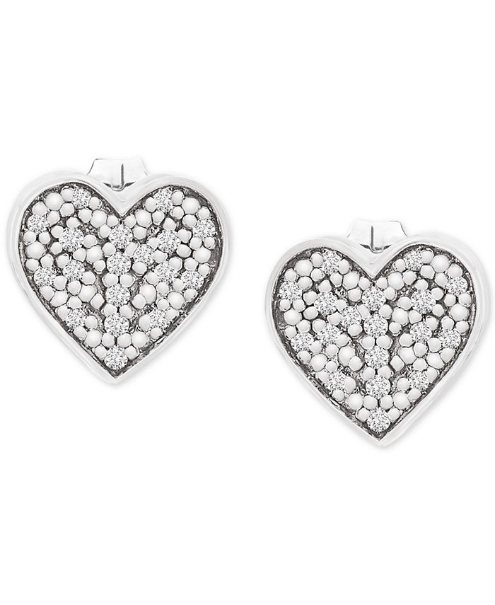Wrapped - Diamond Heart Stud Earrings (1/10 ct. t.w.) in 14k White Gold