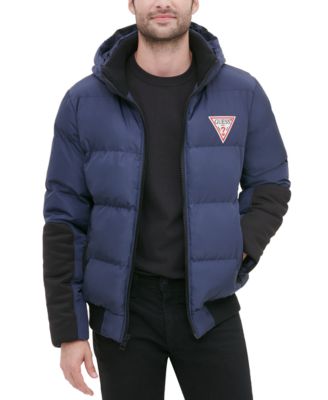 men's hooded puffer coat guess