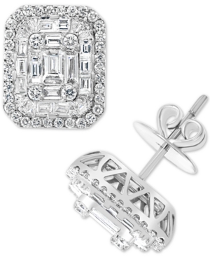 image of Effy Diamond Multi-Cut Stud Earrings (1-7/8 ct. t.w.) in 14k White Gold