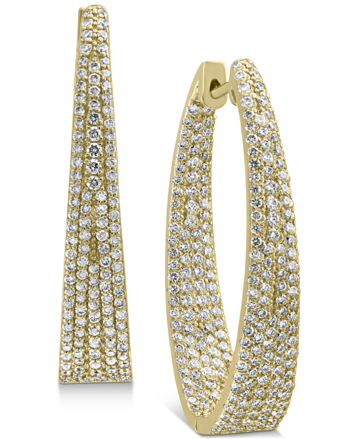 Effy Collection Effy Diamond Pave Medium Hoop Earrings (2-3/8 ct. t.w.) in 14k Gold, 1.3"