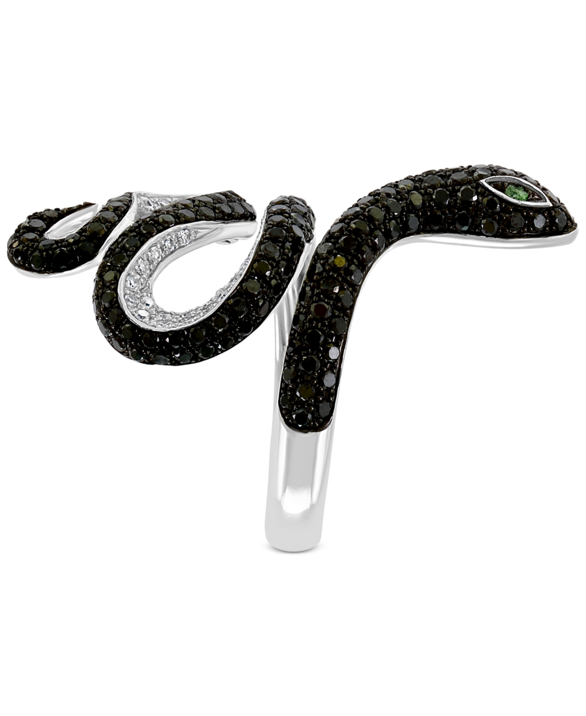 Effy Diamond (1-5/8 ct. t.w.) & Emerald Accent Snake Ring in 14k- White Gold