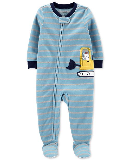 Carter S Baby Boys Construction Bear Fleece Footed Pajamas Reviews Pajamas Kids Macy S