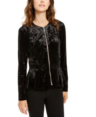 INC International Concepts INC Petite Crushed-Velvet Peplum Jacket, Created For Macy's