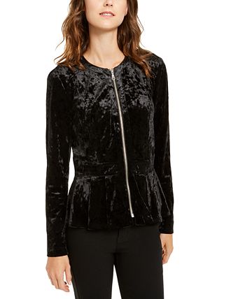 INC International Concepts INC Petite Crushed Velvet Peplum Jacket