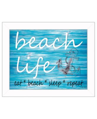 Beach Life By Cindy Jacobs, Printed Wall Art, Ready to hang, White Frame, 18" x 14"