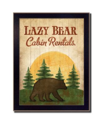 Lazy Bear By Mollie B., Printed Wall Art, Ready to hang, Black Frame, 14" x 18"