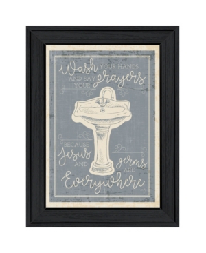 Trendy Decor 4u Wash Your Hands By Misty Michelle, Ready To Hang Framed Print, Black Frame, 15" X 19" In Multi
