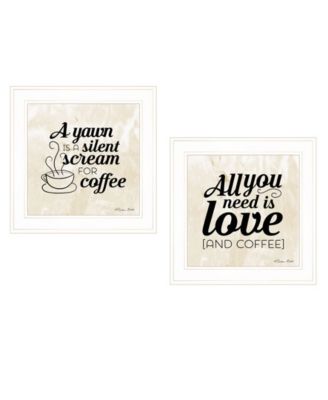 All You Need is Coffee 2-Piece Vignette by SUSAn Boyer, White Frame, 15" x 15"