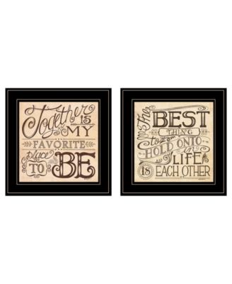 Together / Each Other 2-Piece Vignette by Deb Strain, Black Frame, 15" x 15"