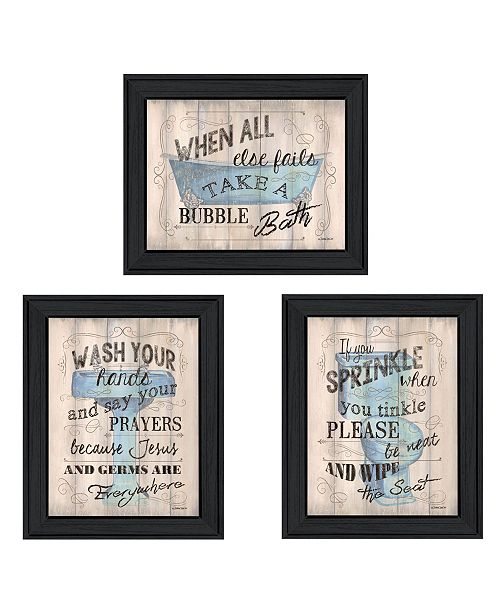 Trendy Decor 4u Bathroom Humor 3 Piece Vignette By Debbie Dewitt Black Frame 19 X 15 Reviews All Wall Decor Home Decor Macy S