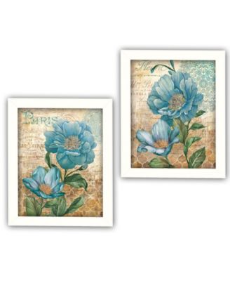 Paris Blue Collection By Ed Wargo, Printed Wall Art, Ready to hang, White Frame, 14" x 18"