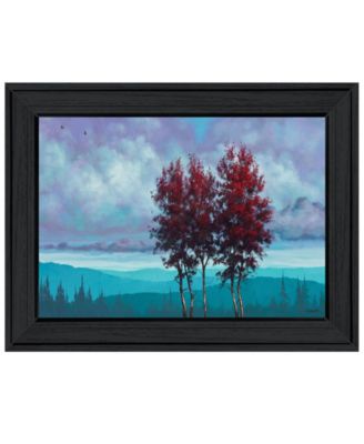 Two Red Trees by Tim Gagnon, Ready to hang Framed Print, Black Frame, 21" x 15"