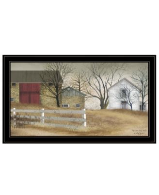 The Old Stone Barn by Billy Jacobs, Ready to hang Framed Print, Black Frame, 33" x 19"