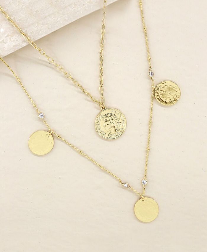 ETTIKA Elite Coin and Crystal Layered Necklace Set - Macy's