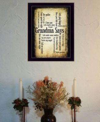 Grandma Says By Susan Ball, Printed Wall Art, Ready to hang, Black Frame, 14" x 10"