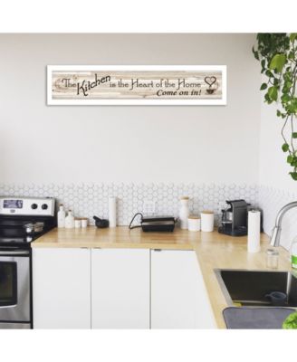 Kitchen Is The Heart of The Home by Millwork Engineering, Ready to hang Framed Print, White Frame, 32" x 7"