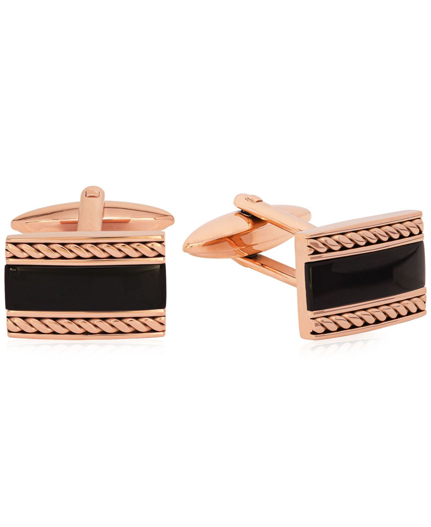 Мужские запонки Rhona Sutton Sutton Stainless Steel Stone Inset Cufflinks, цвет: Чёрный — фото 1