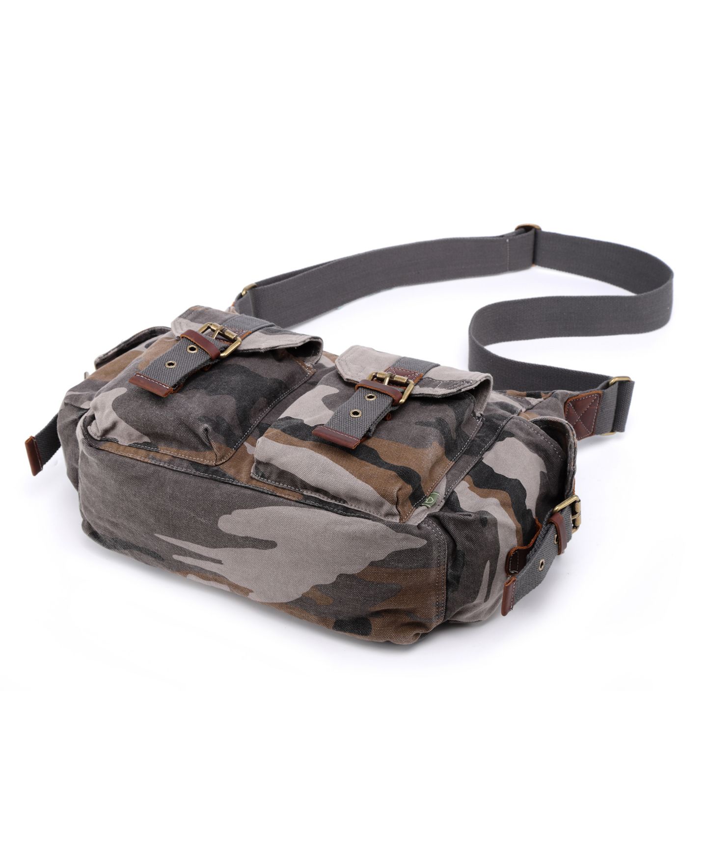 Женская сумка TSD BRAND Camo Canvas Messenger, цвет: Серый — фото 7