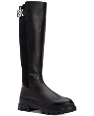 Calvin Klein Women's Lonie Chunky Tall Riding Boots Black Size 9 Medium