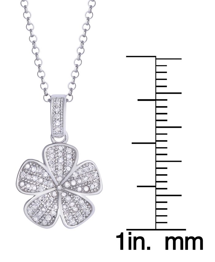 Macy's - Diamond 1/4 ct. t.w. Flower Pendant Necklace in Sterling Silver