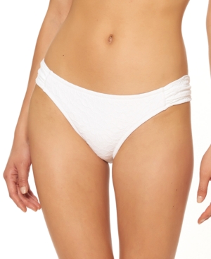 image of Jessica Simpson Rose Bay Textured Shirred Bikini Bottoms Women-s Swimsuit