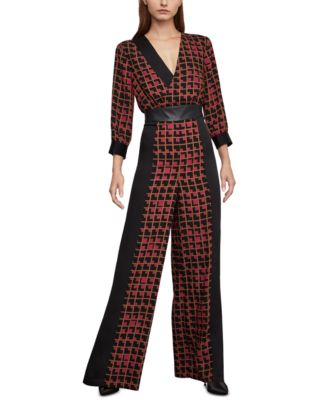 BCBGMAXAZRIA Printed Colorblocked Wide-Leg Jumpsuit - Macy's