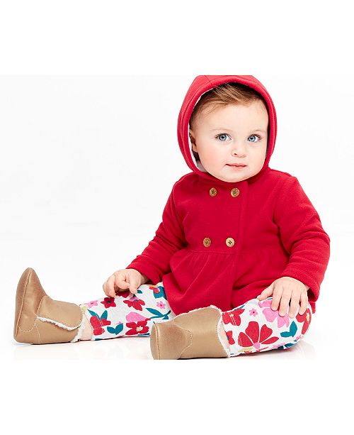 Carter S Baby Girls 3 Pc Fleece Hoodie Dot Print Bodysuit Floral