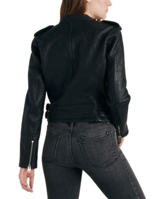 Lucky Brand Leather Moto Jacket - Macy's