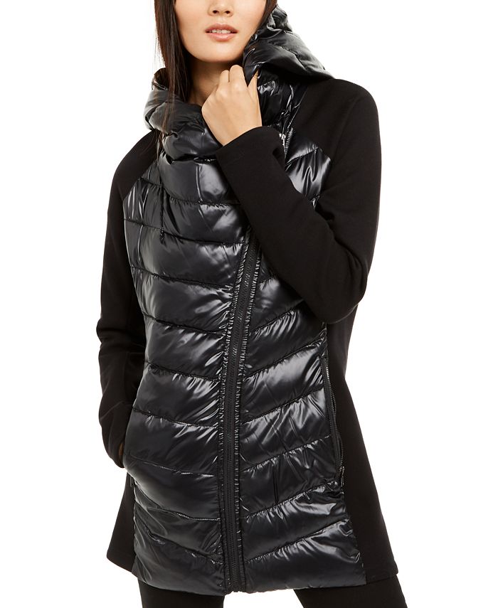 Calvin Klein Asymmetrical Mixed-Media Puffer Jacket & Reviews - Jackets &  Blazers - Women - Macy's