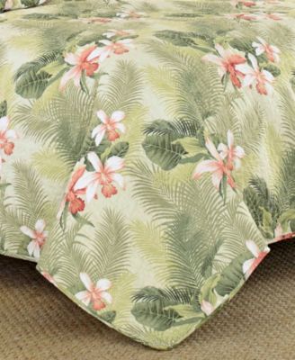 Tommy Bahama Tropical Orchid Palm Reversible 3 Piece Quilt Set, King
