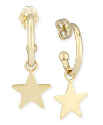 Macy's Dangle Star Hoop Earrings in 14k Yellow Gold - Macy's