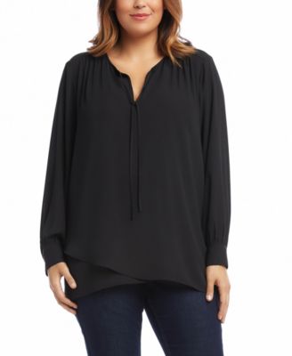 Karen Kane - Plus Size Crossover-Hem Blouse