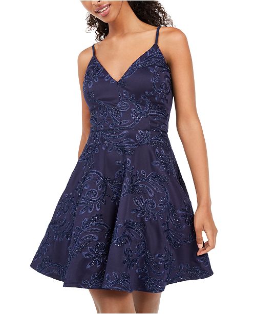Trixxi Juniors Glitter Embroidered Fit Flare Dress Reviews