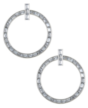 image of Trifari Silver-Tone Hoop Drop Earrings