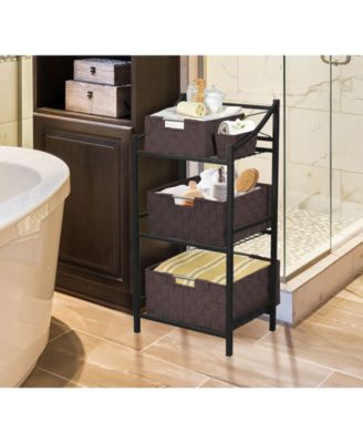 9 Piece Stackable Woven Basket Organizer Set with Built-In Carry Handles - Stylish Storage for any room in the household (Gray)