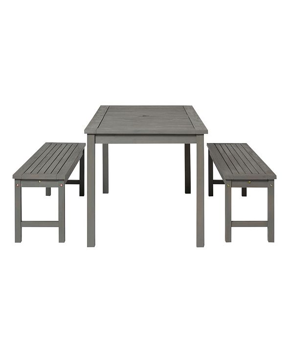 Walker Edison 3 Piece Simple Outdoor Patio Dining Set ...