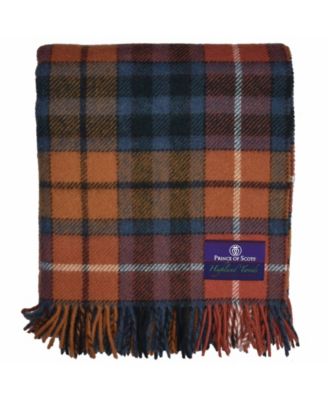 Highland Tartan Tweed Pure 100% Wool Throw, 72" x 59"