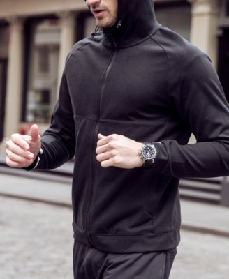 Eco-Drive Men's Chronograph Black Leather Strap Watch 44mm